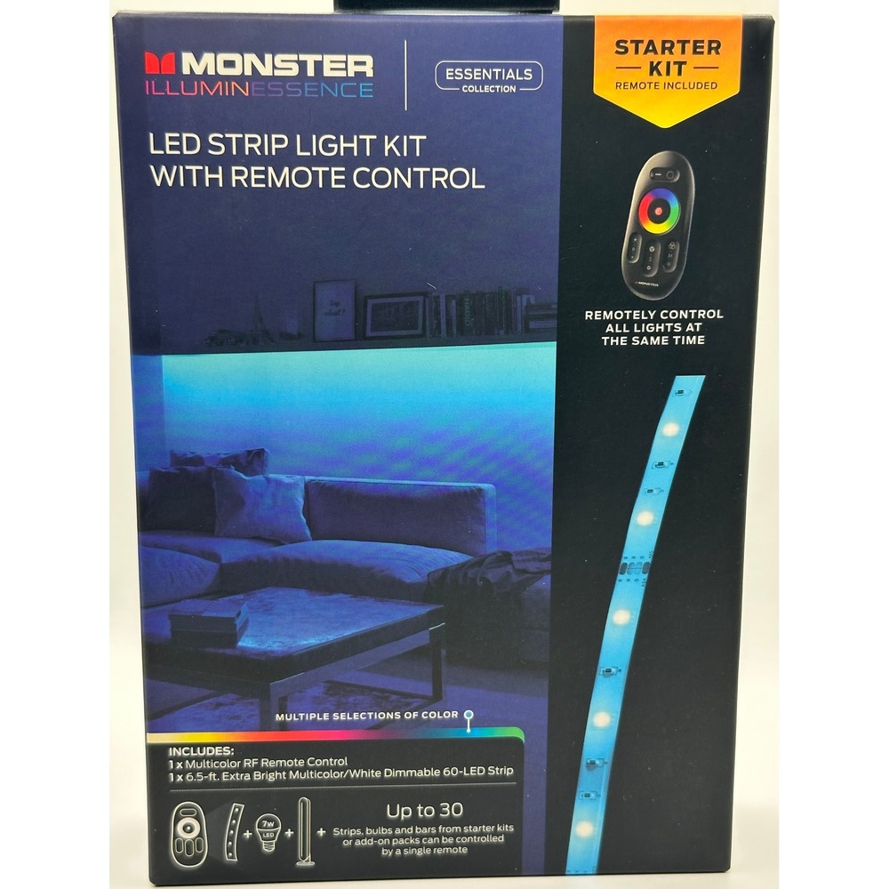 MONSTER ILLUM ESSENCE LED STRIP LIGHT KIT WITH REMOTE CONTROL STARTER KIT